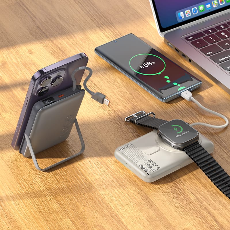HOCO Q43 Clever Dual PD20W Power Bank with Cable+watch Charger+holder 10000mAh