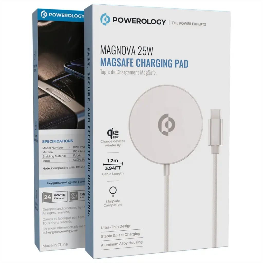 Powerology Magnova 25W MagSafe Charging Pad - Black