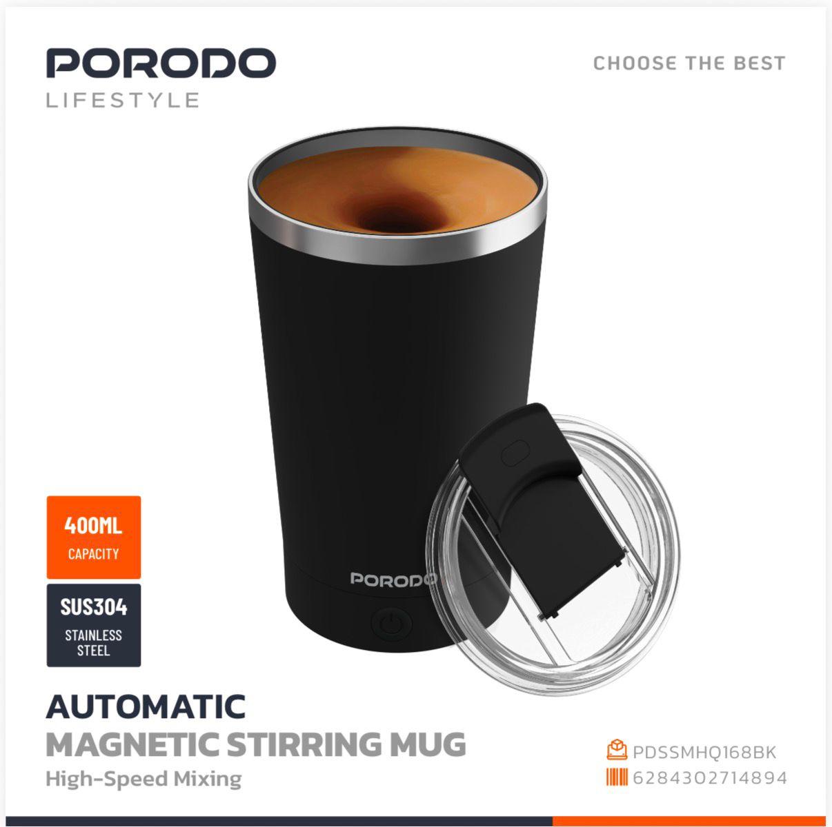 Porodo Lifestyle Automatic Magnetic Stirring Mug with High-Speed Mixing