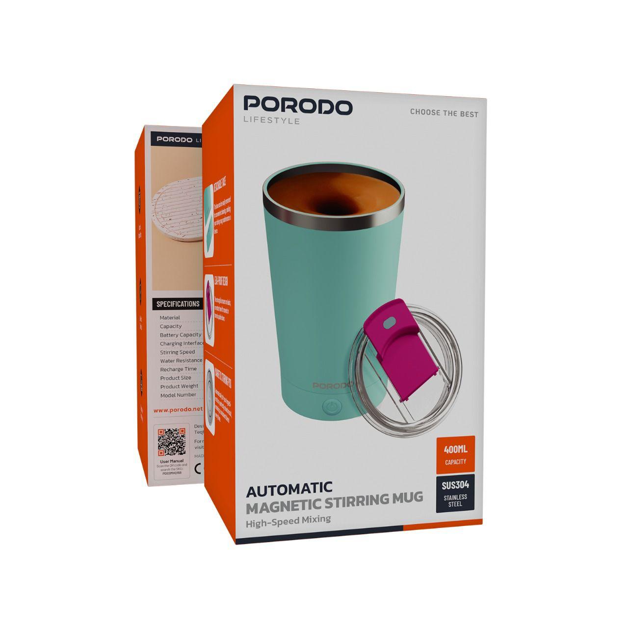 Porodo Lifestyle Automatic Magnetic Stirring Mug with High-Speed Mixing