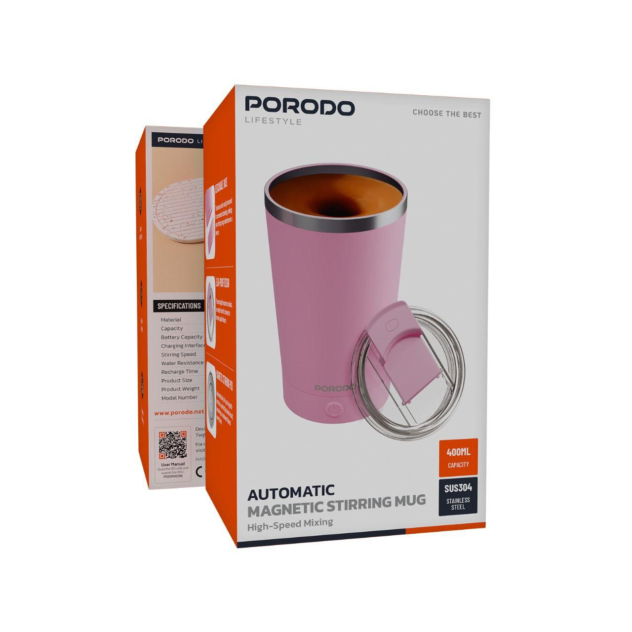 Porodo Lifestyle Automatic Magnetic Stirring Mug with High-Speed Mixing