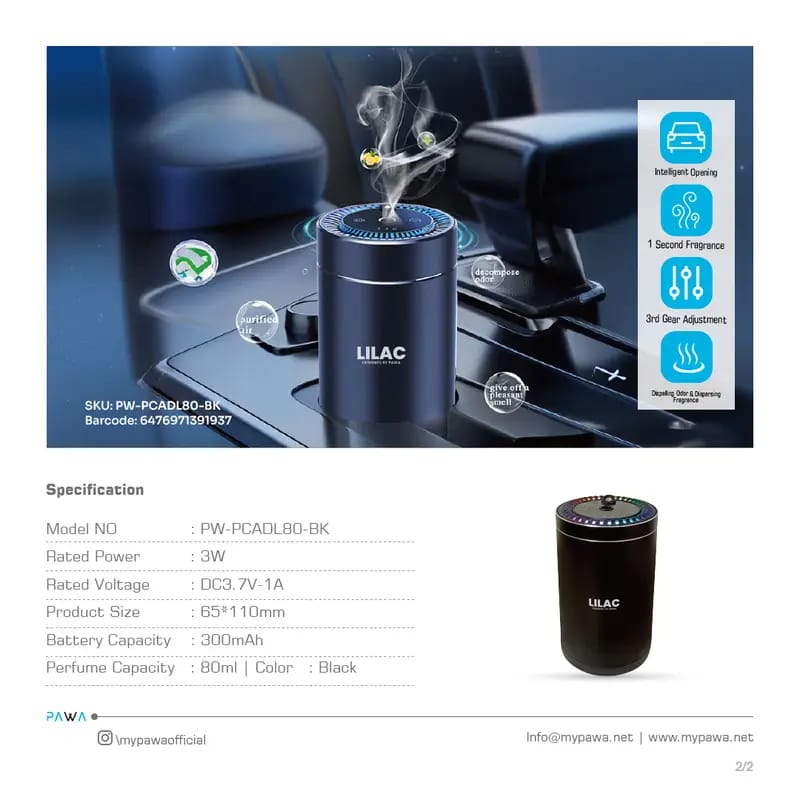 Pawa Lilac Aroma Diffuser with Starry Light