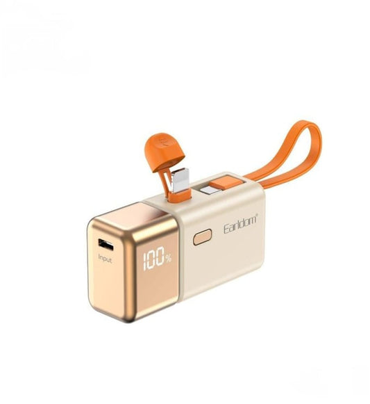 Earldom PD47 22.5W 2-in-1 Gold Bar Mini Power Bank with 5000mAh Capacity PD47L