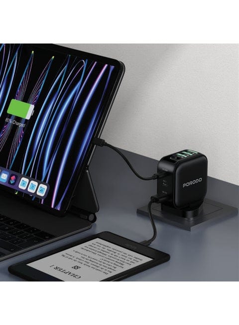 Porodo Nexora 65W 3-Port Wall Charger with LCD Display