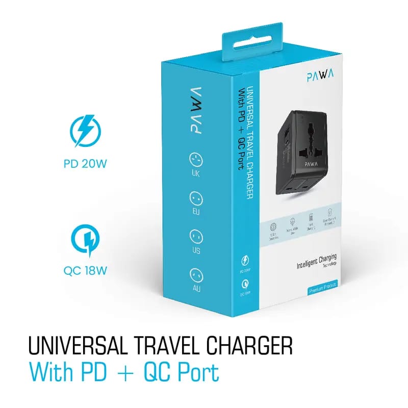 Pawa Universal Travel Charger With PD + QC Port