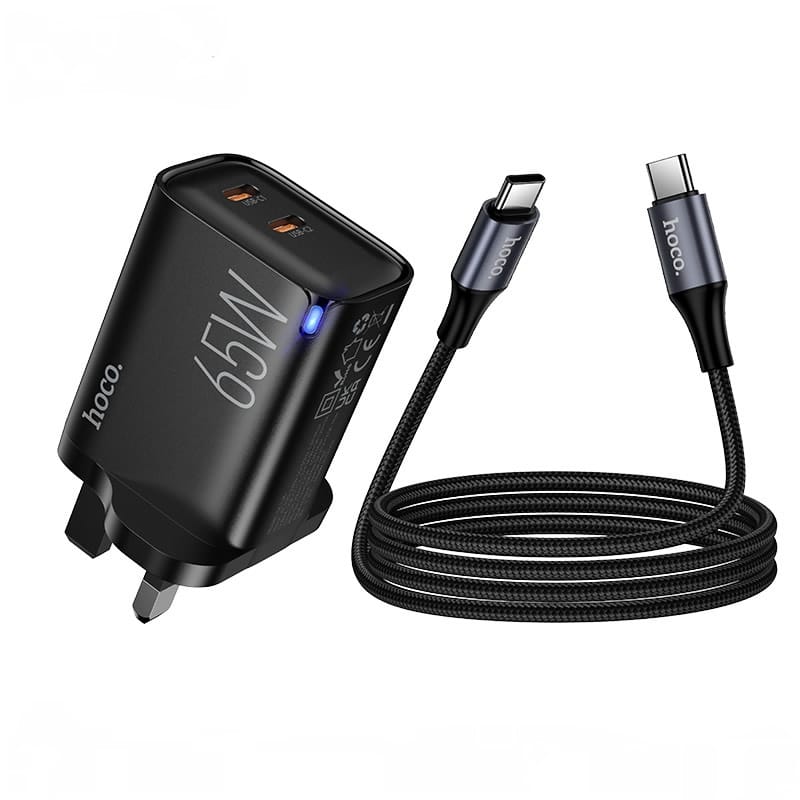 Hoco DC126 Positive 65W GaN Dual-Port Charger Set with Type C-to-C Cable