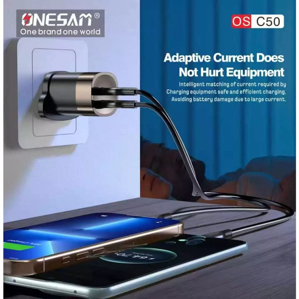 Onesam Dual-Port 30W Fast Charger (Type-C to Lightning) C50