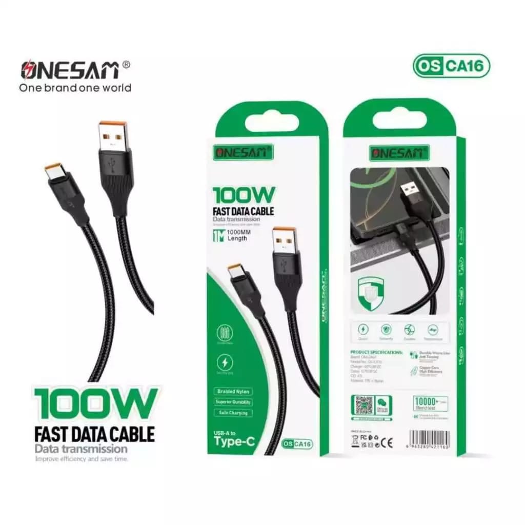 Onesam 100W Fast Charing Cable USB A to Type-C 1 Meter CA16