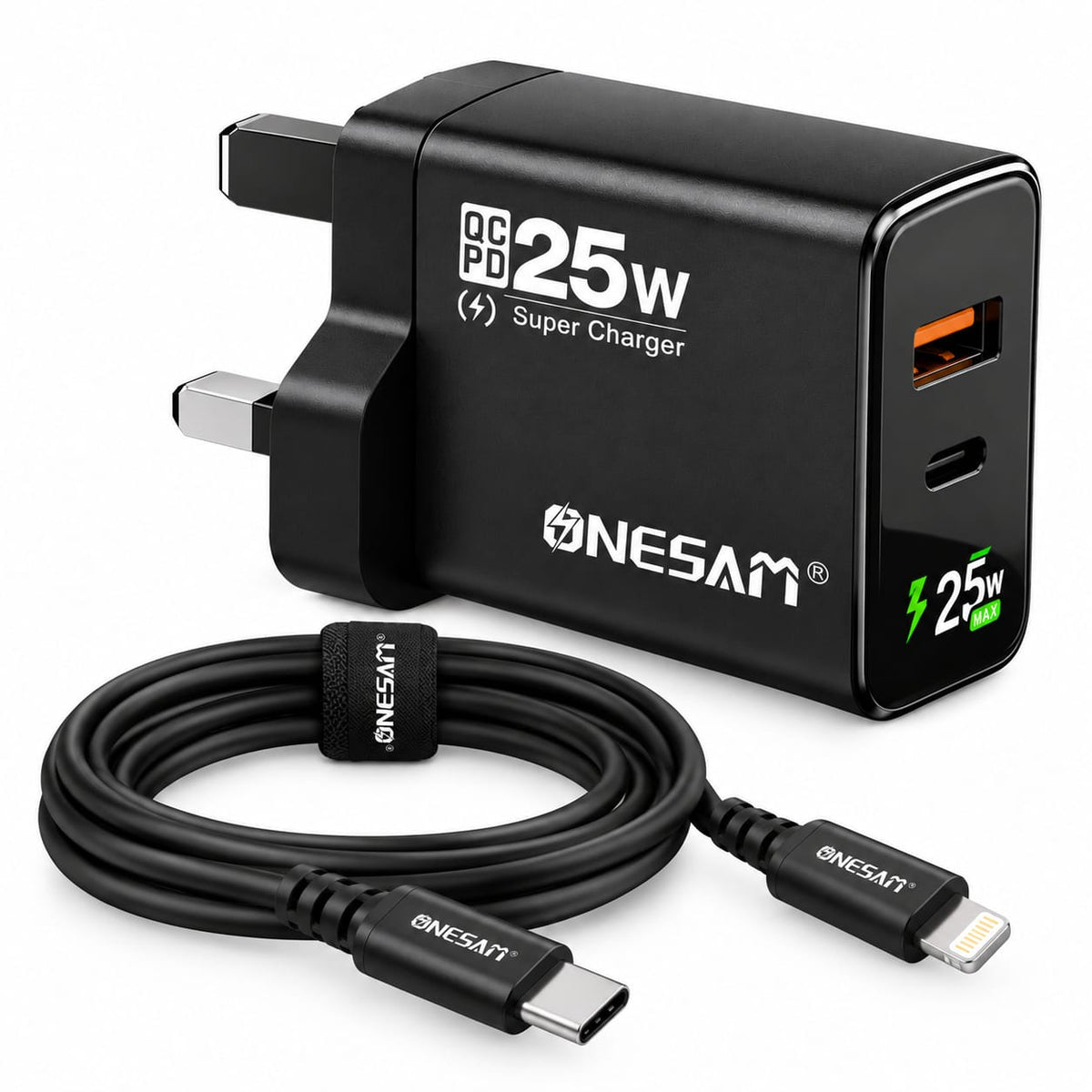 Onesam 25W Super Fast Charger with USB-C to Lightning Cable C58