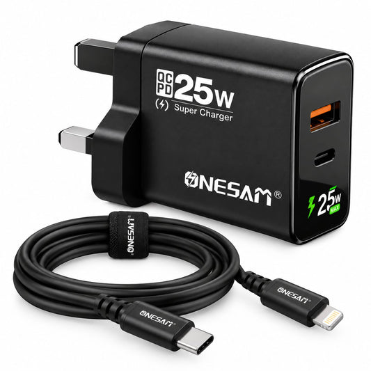 Onesam 25W Super Fast Charger with USB-C to Lightning Cable C58