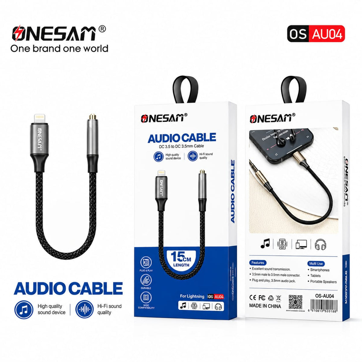 Onesam Lightning to 3.5mm Port Audio Cable AU04