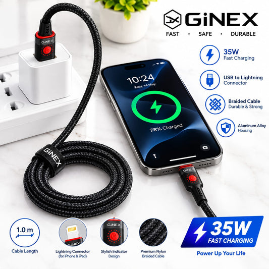 GiNEX USB to Lightning Cable 35W Fast Charging GX-24i