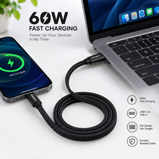 GiNEX Type-C to Type-C 60W Fast Charging Cable GX-27CC