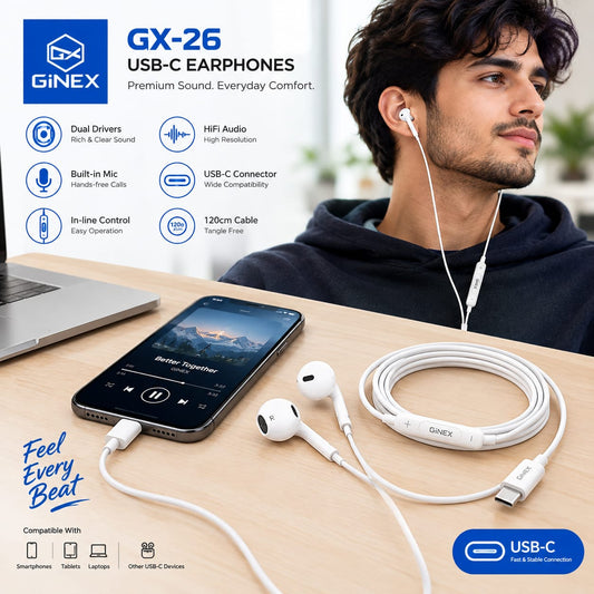 GiNEX Type-C Wired Handsfree GX-26