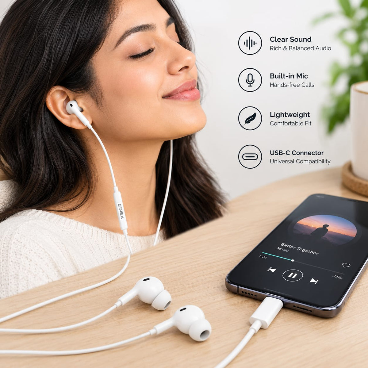 GiNEX Type-C Wired Handsfree GX-29