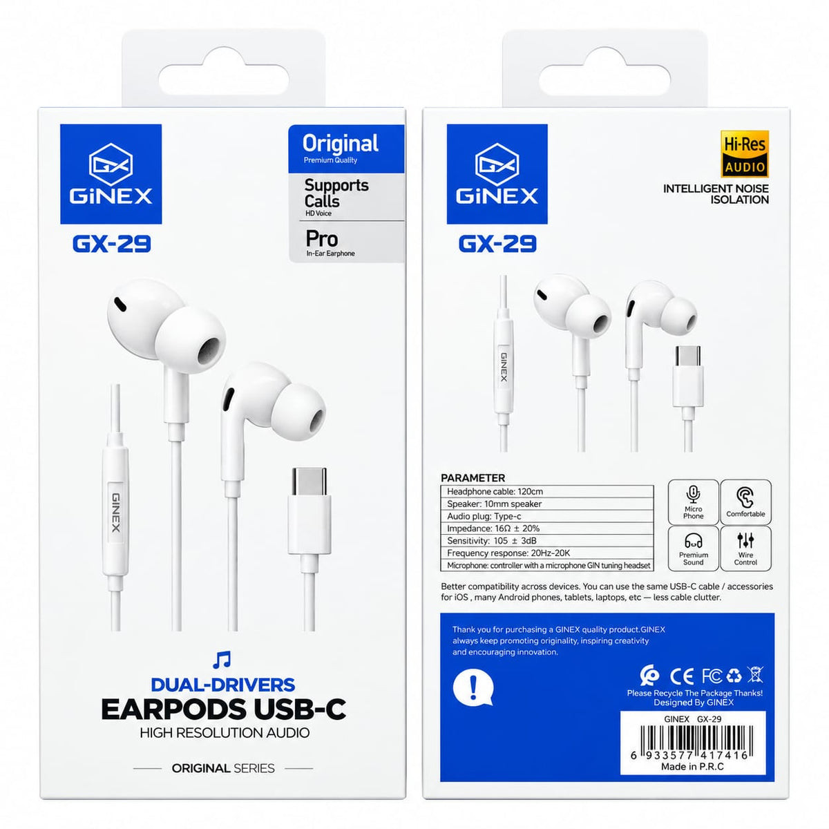 GiNEX Type-C Wired Handsfree GX-29