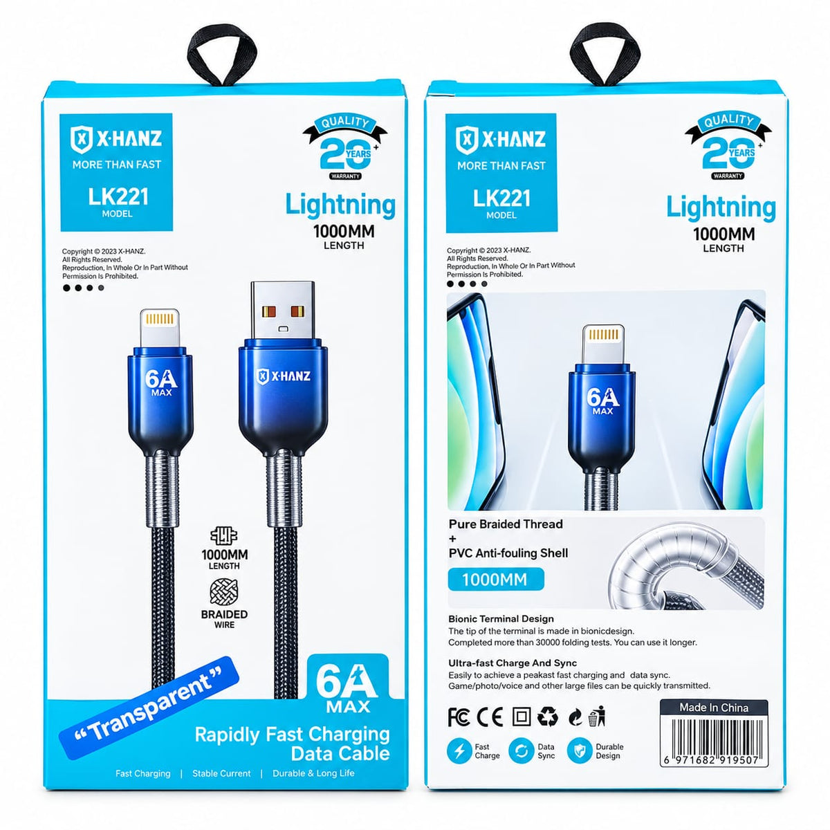 X-HANZ USB-A to Lightning Fast Charging Cable LK22I