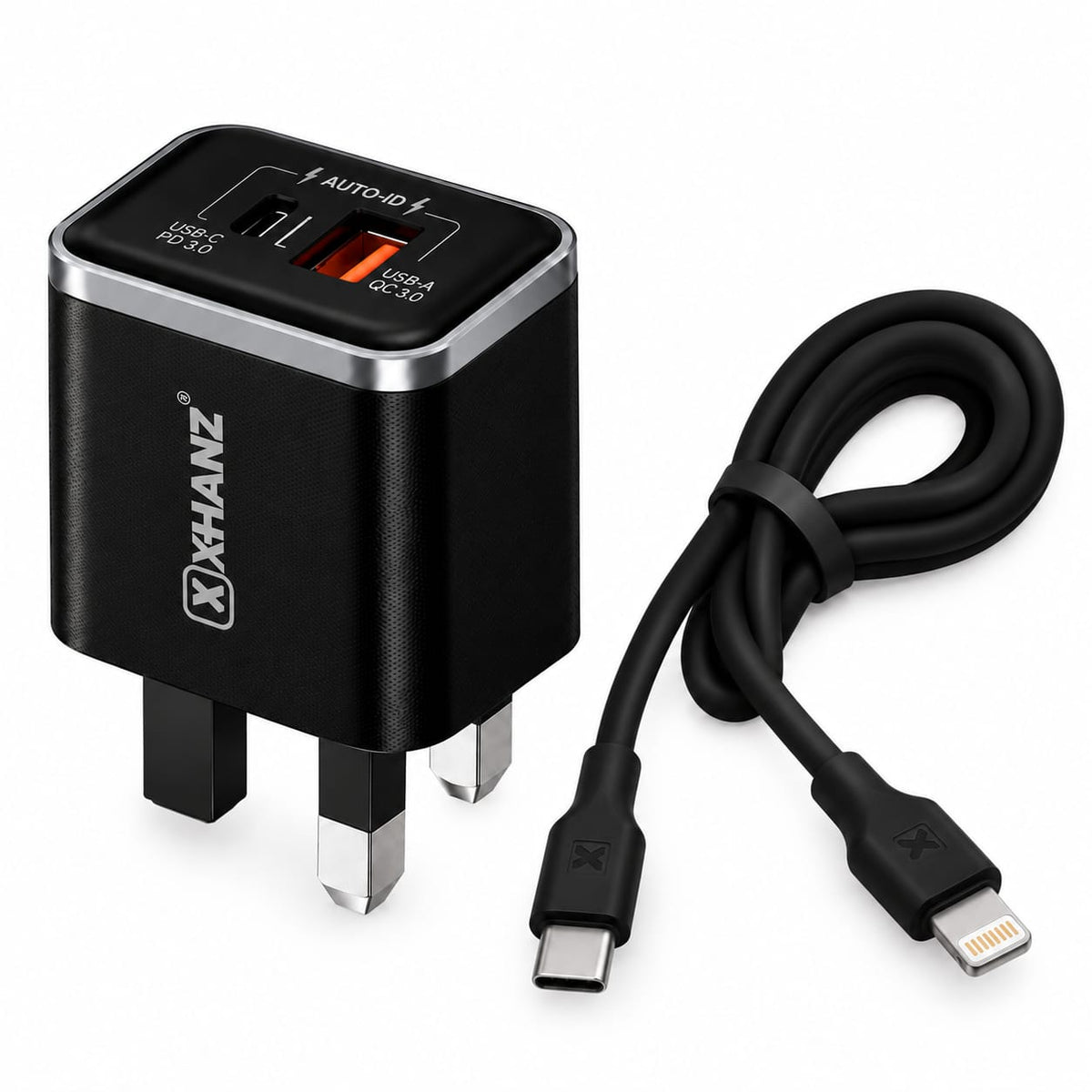 X-HANZ 48W GaN Fast Charger with USB-C to Lightning Cable SU7P