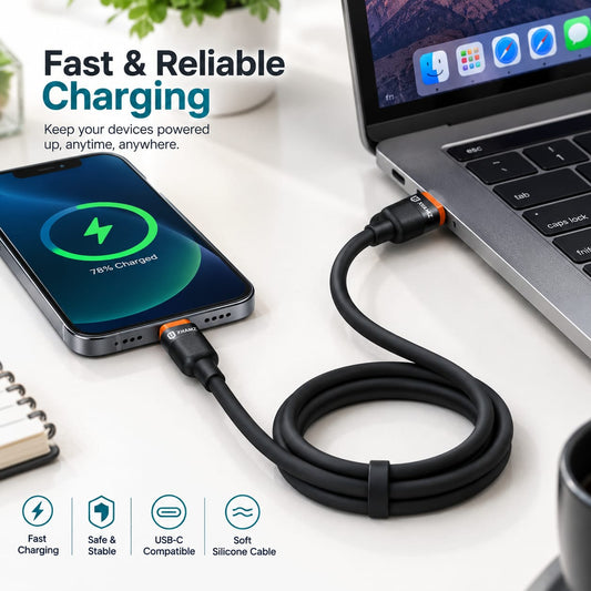 X-HANZ 6A Silicone USB-A to USB-C Fast Charging Cable LK23T