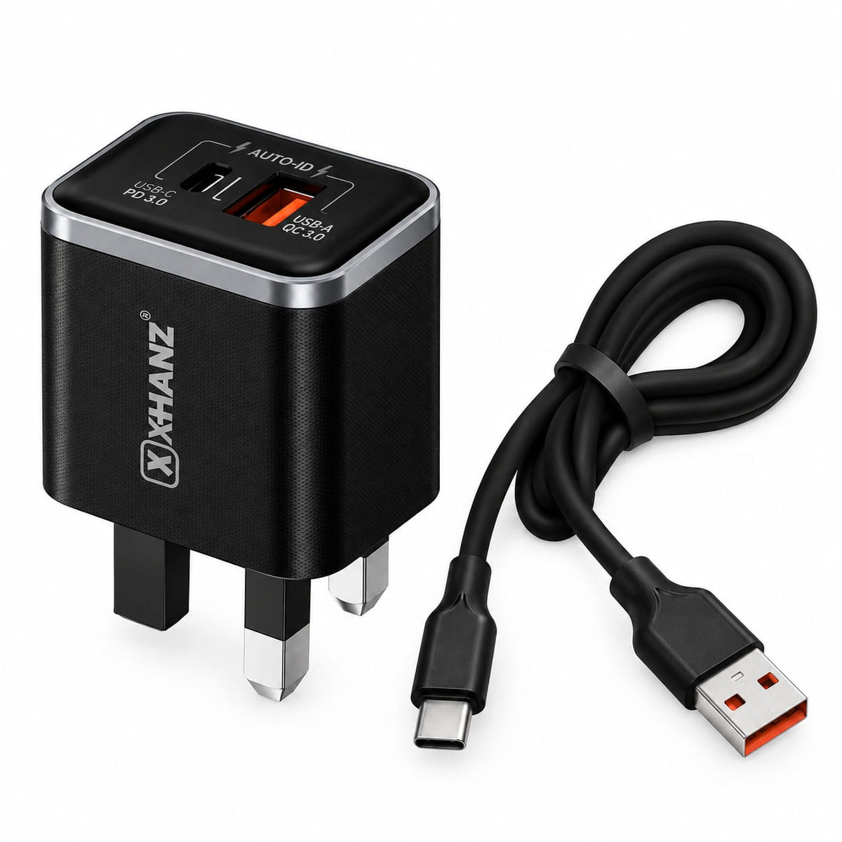 X-HANZ 48W GaN Fast Charger with USB-A to Type-C Cable SU7P