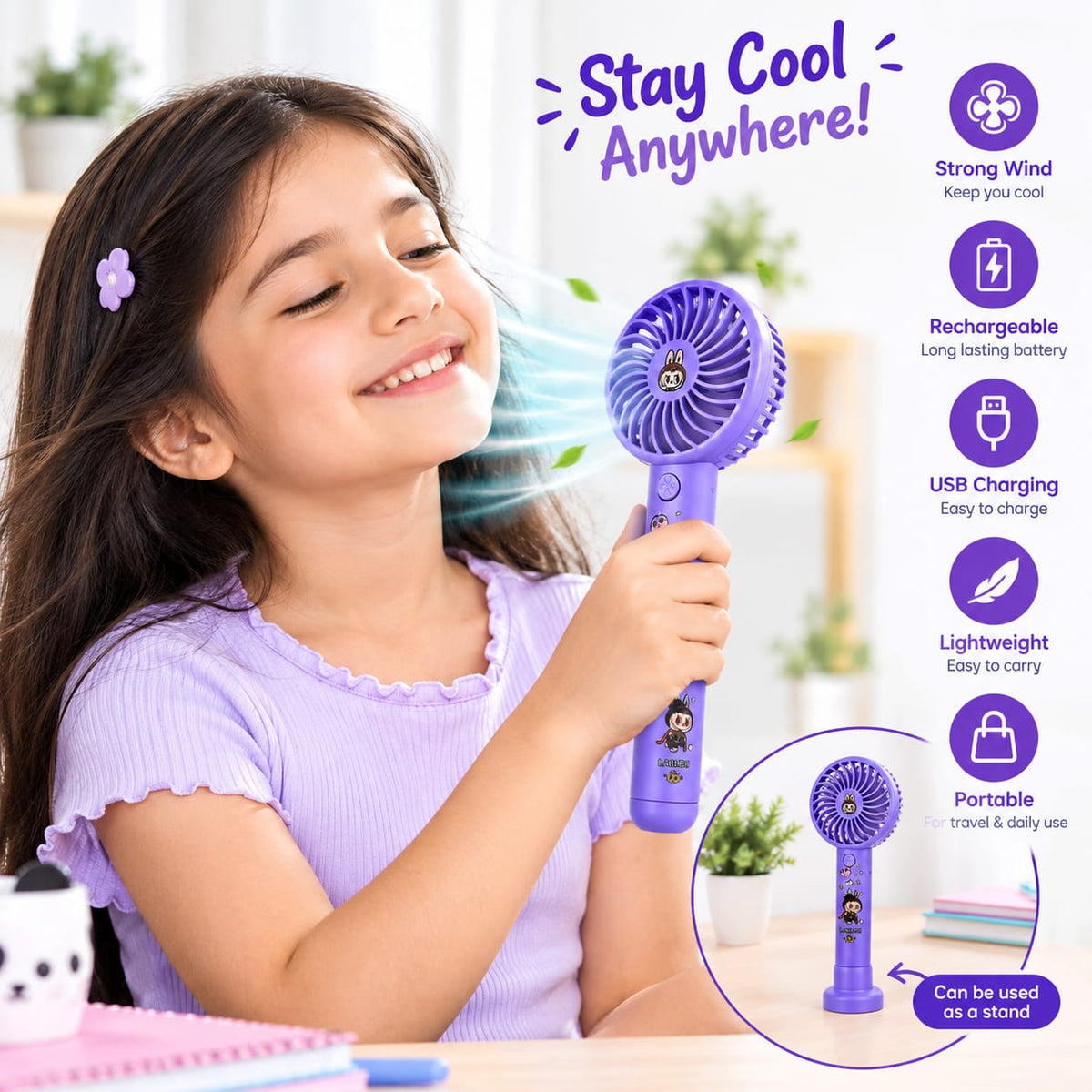 Portable Mini Handheld USB Rechargeable Fan QS-81