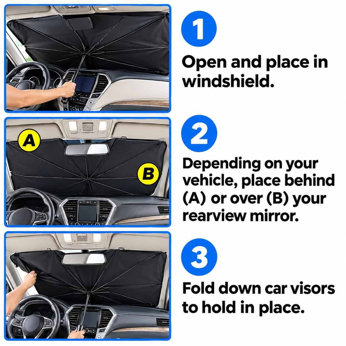 Brella Shield Foldable Car Windshield Sun Shade – Umbrella Style