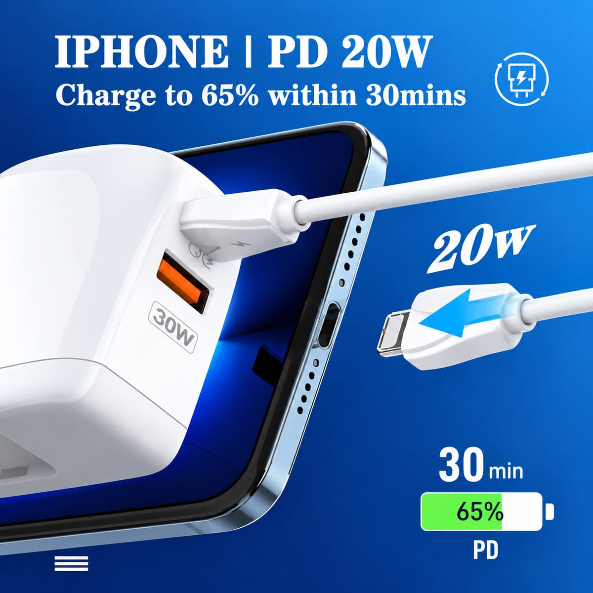 LDNIO 30W PD Fast Charger with Type-C to Lightning Cable A2522C