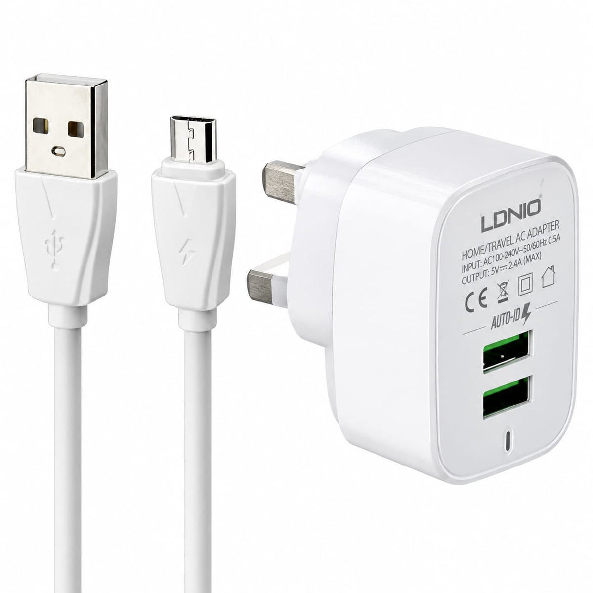 LDNIO Dual USB Fast Charger with USB-A to Micro Cable A201