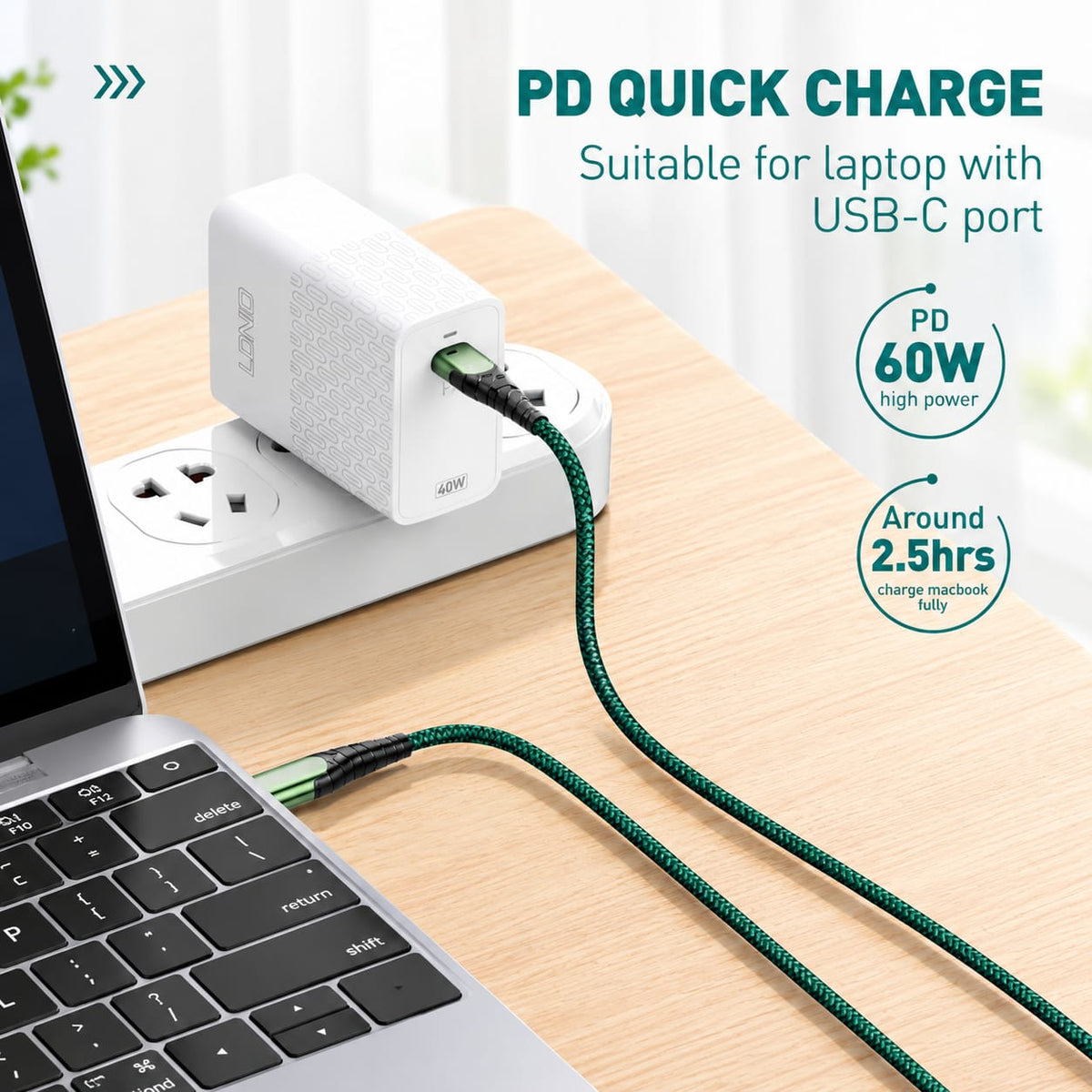 LDNIO USB-C to USB-C Fast Charging Cable 1M LC120