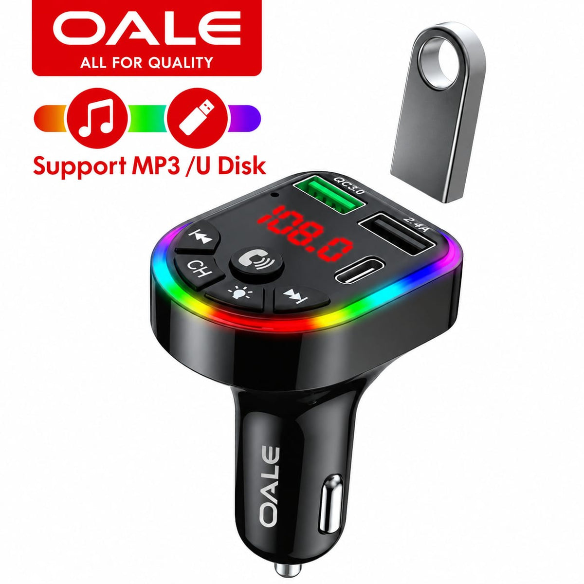 OALE iCar 6 Car MP3 Player & Fast Car Charger