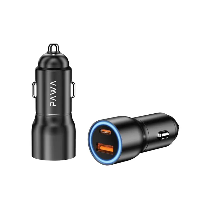 PAWA Aluminum Alloy Car Charger 52.5W with Ambient Light + Type-C to Lightning Cable