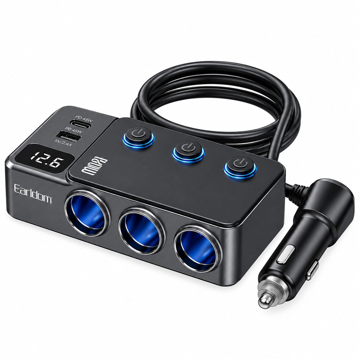 Earldom 120W Fast In-Car Charger Splitter CS6