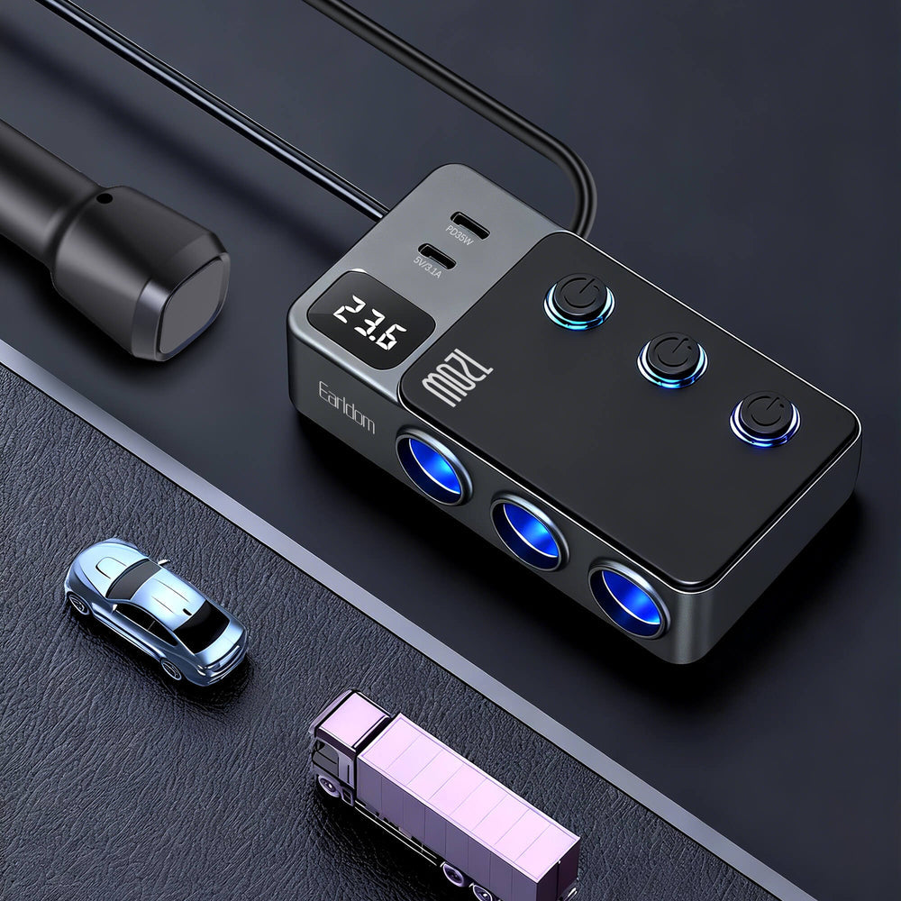 Earldom 120W Fast In-Car Charger Splitter CS6