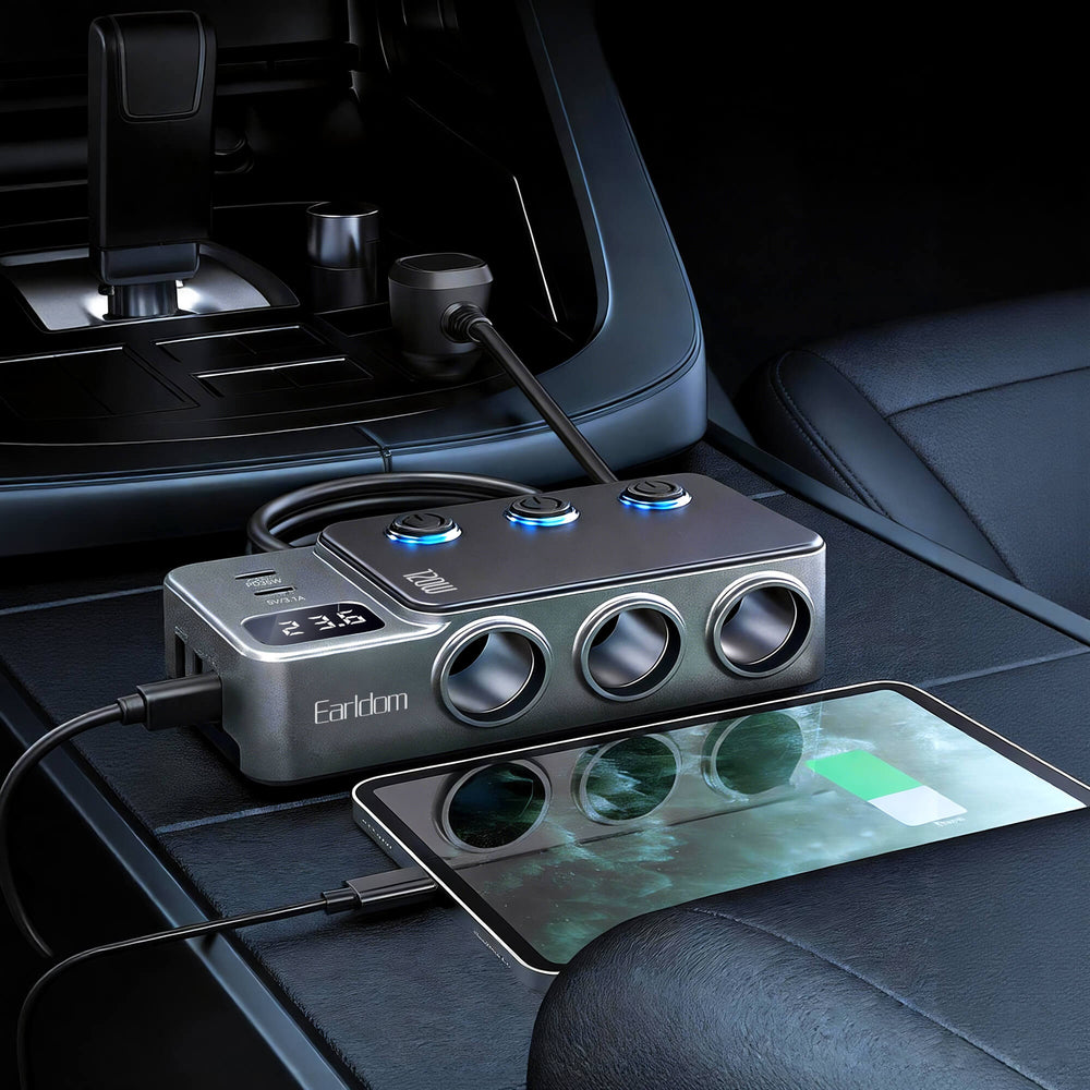 Earldom 120W Fast In-Car Charger Splitter CS6