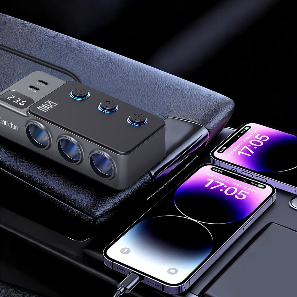 Earldom 120W Fast In-Car Charger Splitter CS6