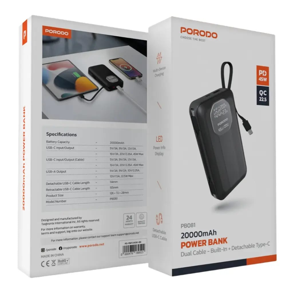 Porodo 20000mAh Power Bank PB081