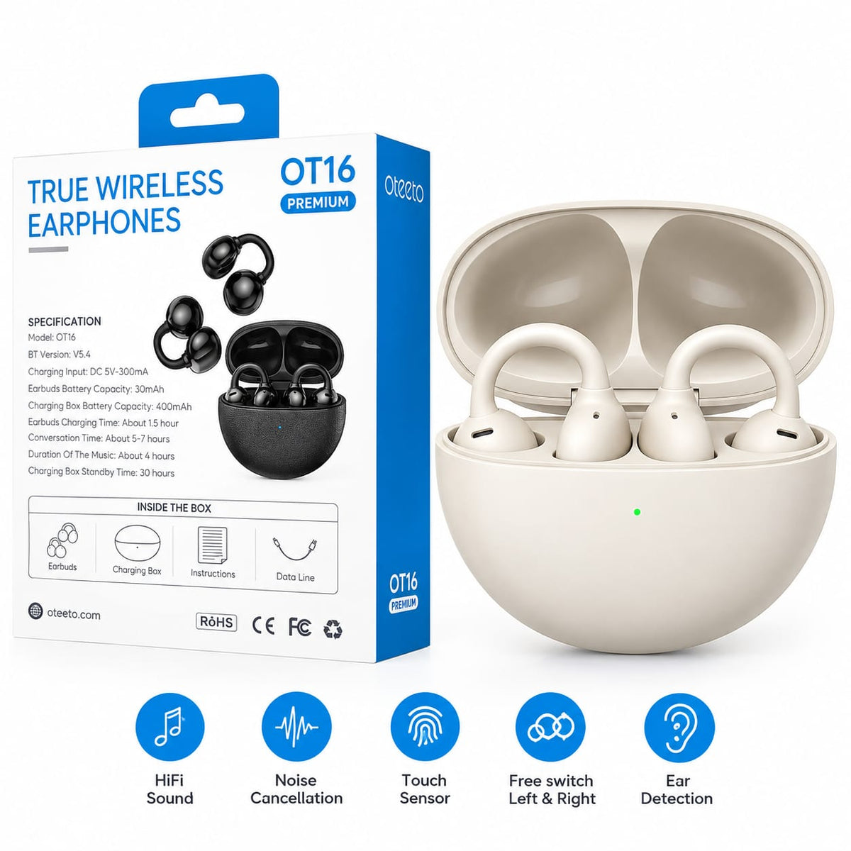 Oteeto Wireless Bluetooth Clip Earbuds OT16