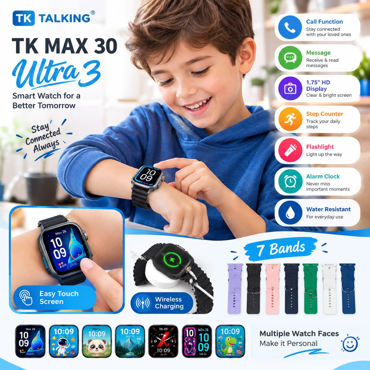 TK MAX 30 Ultra 3 Smartwatch – 7 Straps