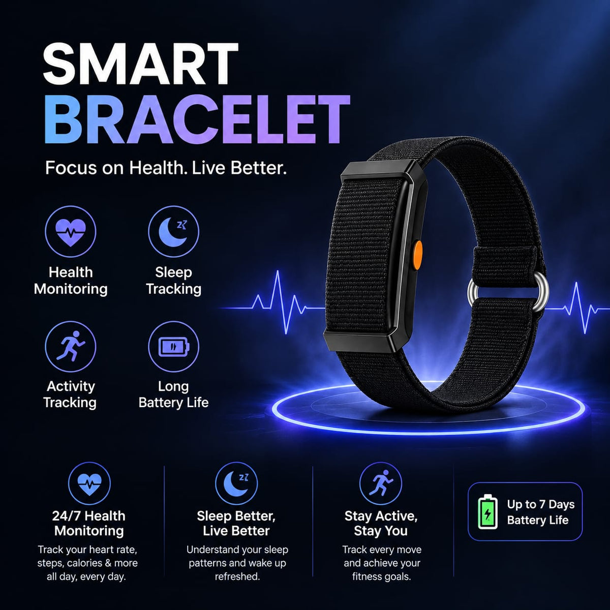 B11 Screenless Smart Fitness Band