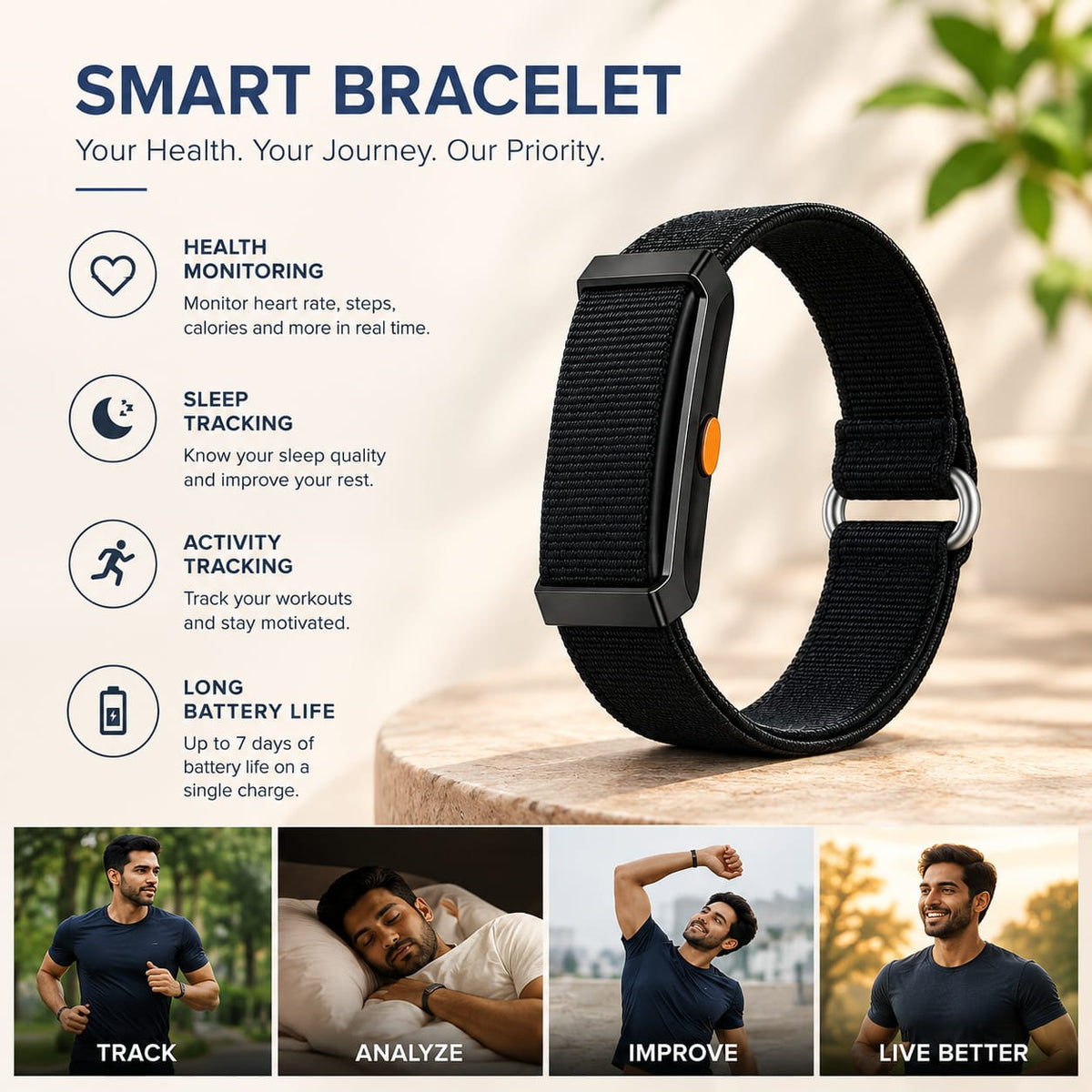 B11 Screenless Smart Fitness Band