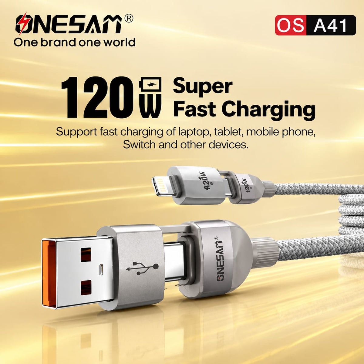 Onesam 4-in-1 Magnetic Fast Charging Cable A41
