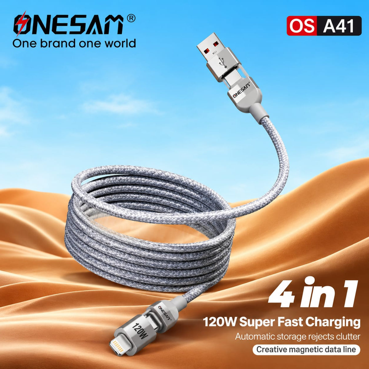 Onesam 4-in-1 Magnetic Fast Charging Cable A41