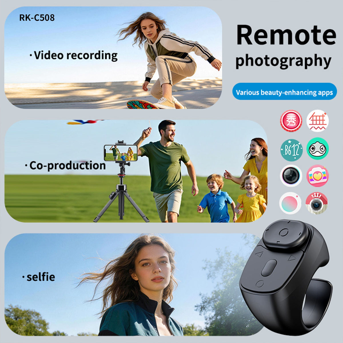 Multifunction Mobile Phone Ring Remote Control JX-11