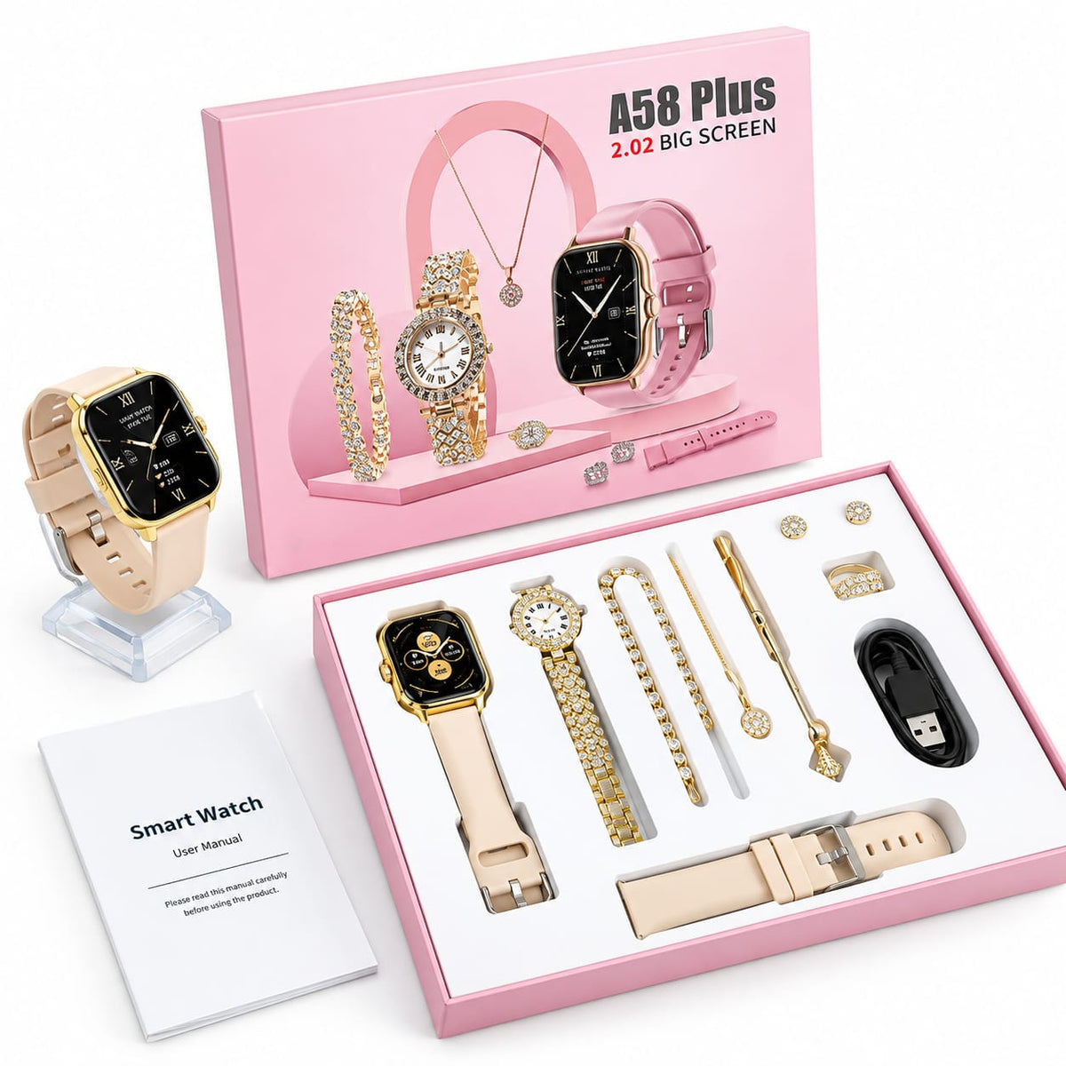 A58 Plus Smart Watch Gift Set