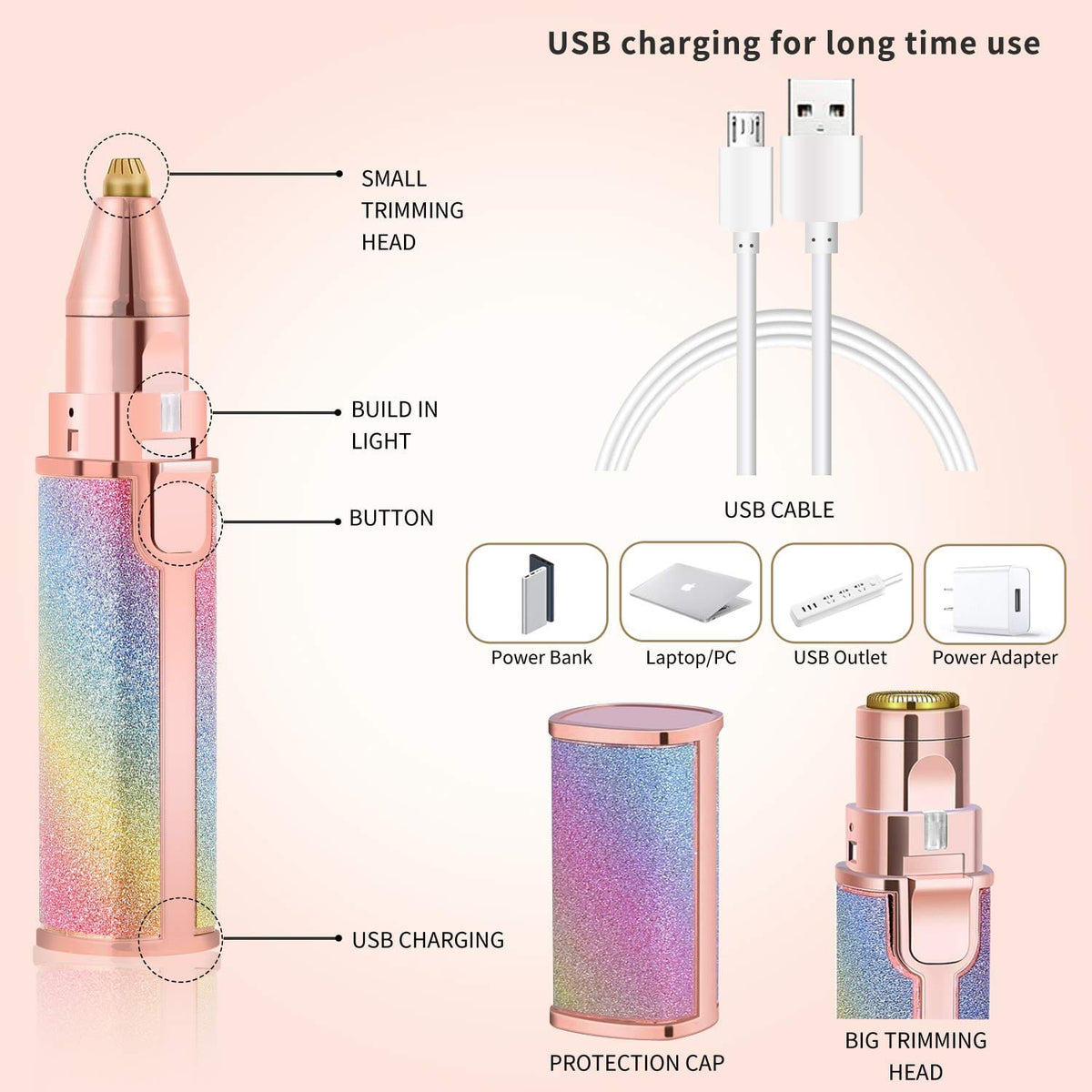 Rechargeable 2-in-1 Eyebrow Trimmer & Ladies Shaver