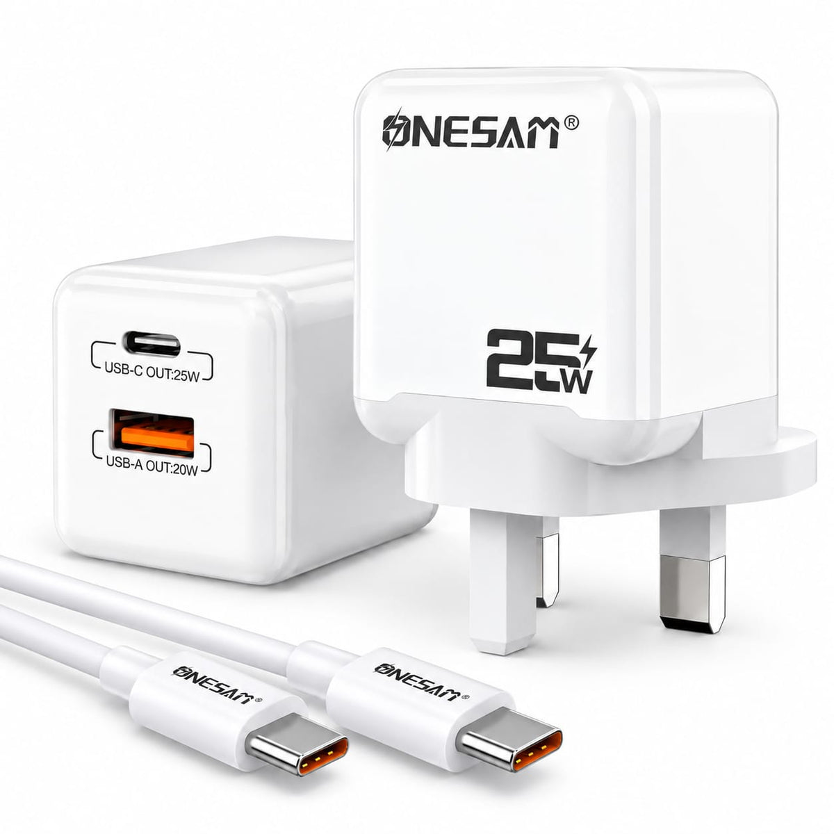 Onesam 25W Fast Charger with Type-C to Type-C Cable C36