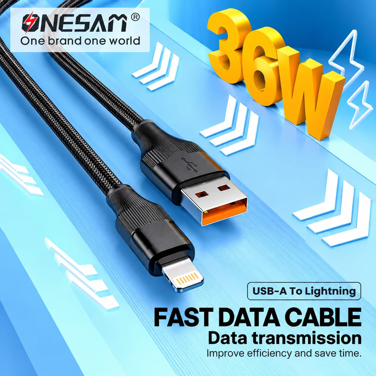 Onesam 36W USB-A to Lightning Fast Data Cable 1 Meter CA17