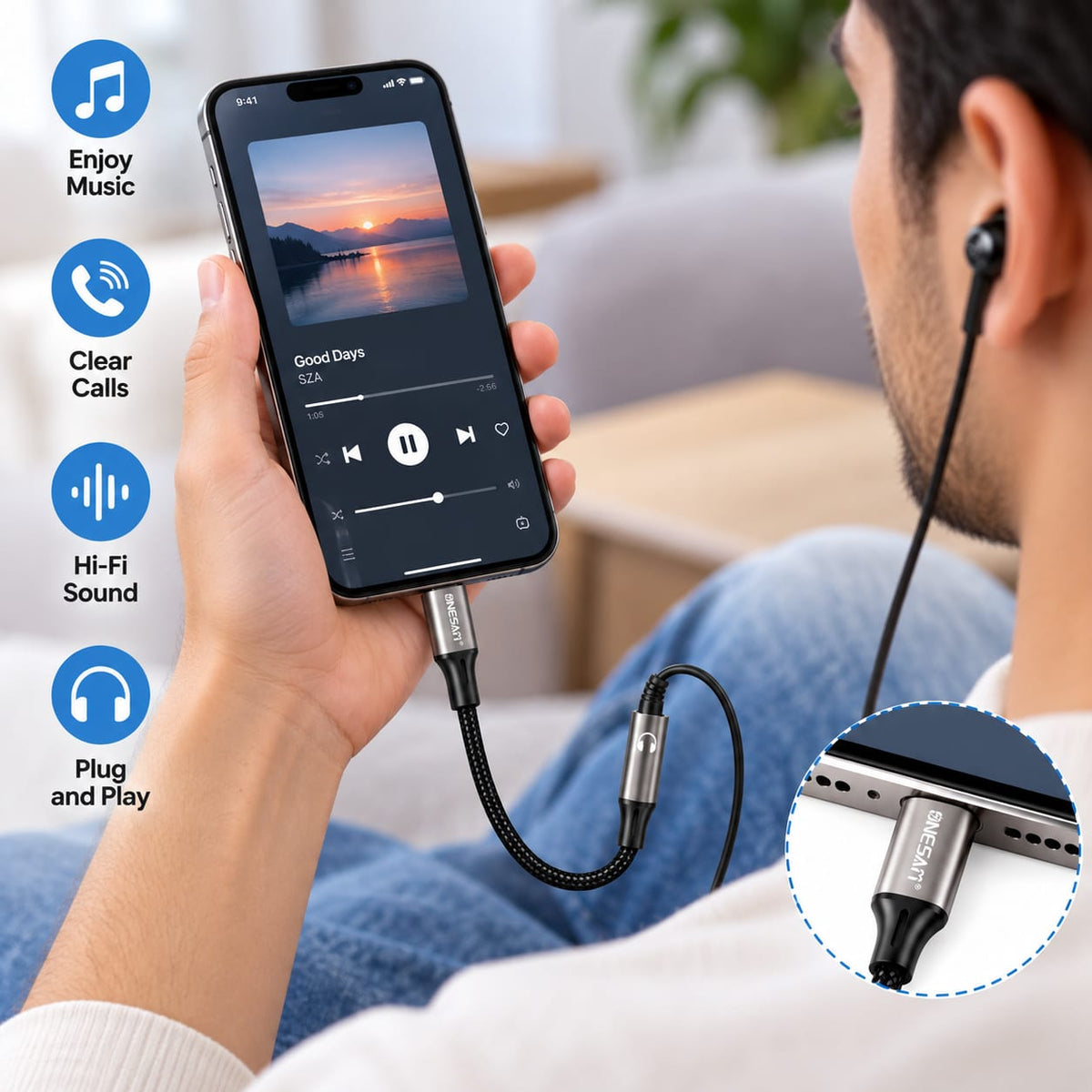 Onesam Type-C to 3.5mm Audio Adapter AU05