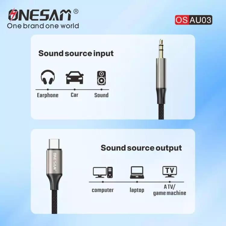 Onesam Type-C to 3.5mm Audio Cable AU03