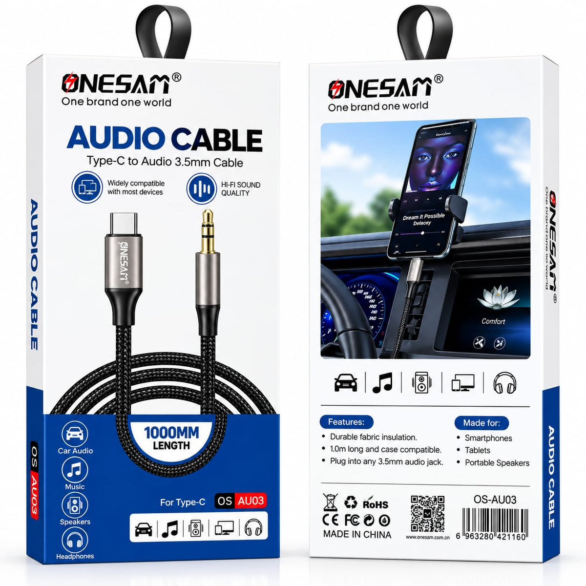 Onesam Type-C to 3.5mm Audio Cable AU03